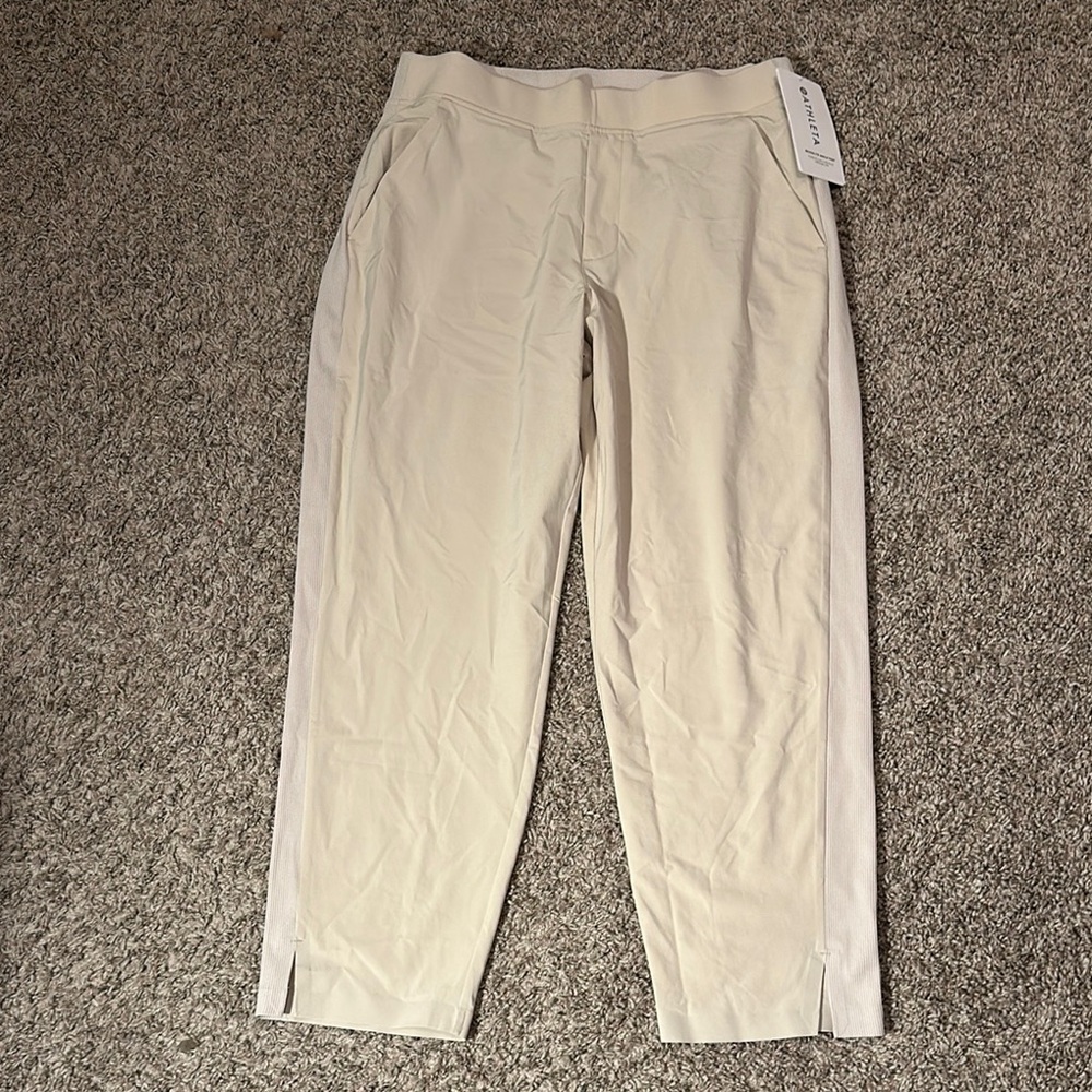Athleta‎ Pants Womens Size 10/P Brookyln Ankle Beige Lightweight Pull On / NWT